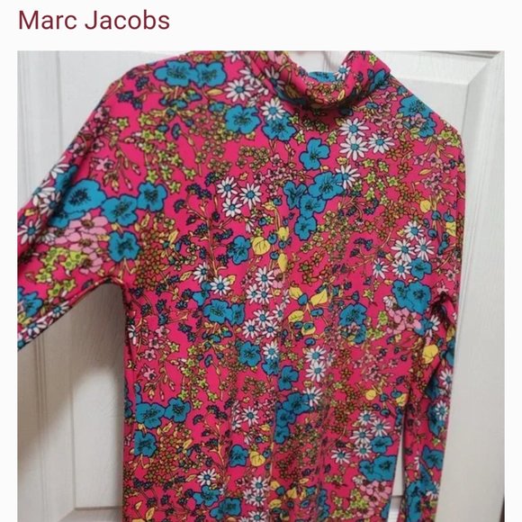 Marc Jacobs floral “60’s Mod” psychedelic floral print Sz Small EUC - Picture 4 of 10
